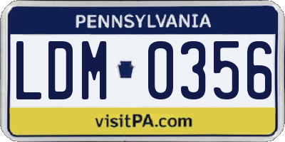 PA license plate LDM0356