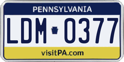 PA license plate LDM0377