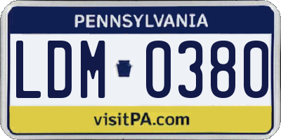 PA license plate LDM0380