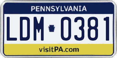 PA license plate LDM0381