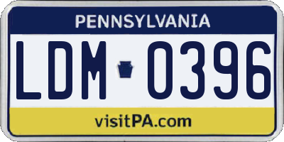 PA license plate LDM0396