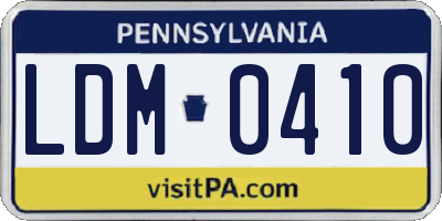 PA license plate LDM0410