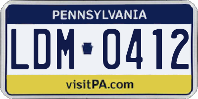 PA license plate LDM0412