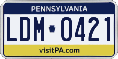 PA license plate LDM0421