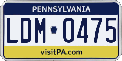 PA license plate LDM0475
