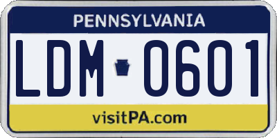 PA license plate LDM0601