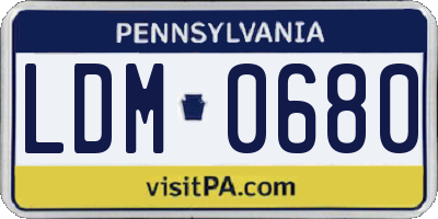 PA license plate LDM0680