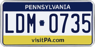 PA license plate LDM0735