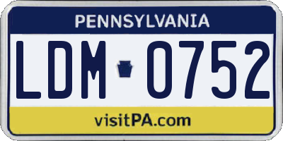 PA license plate LDM0752