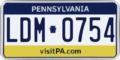 PA license plate LDM0754