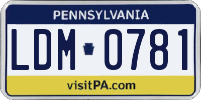 PA license plate LDM0781