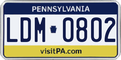 PA license plate LDM0802