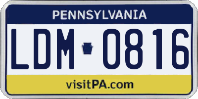 PA license plate LDM0816