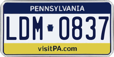 PA license plate LDM0837