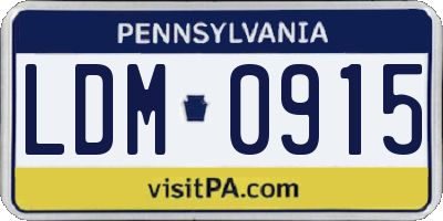 PA license plate LDM0915