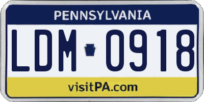 PA license plate LDM0918