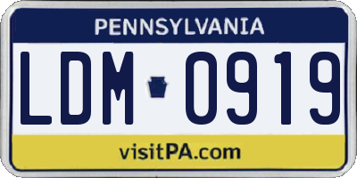 PA license plate LDM0919