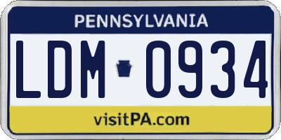 PA license plate LDM0934