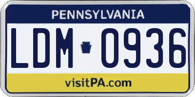 PA license plate LDM0936