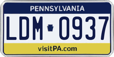 PA license plate LDM0937