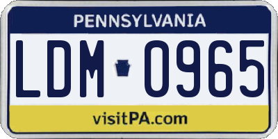 PA license plate LDM0965