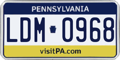 PA license plate LDM0968