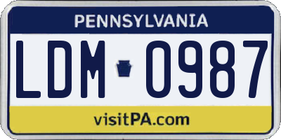 PA license plate LDM0987