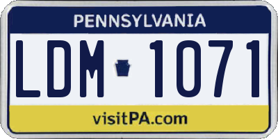 PA license plate LDM1071
