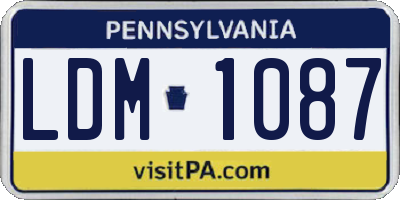 PA license plate LDM1087