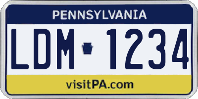 PA license plate LDM1234