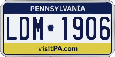 PA license plate LDM1906