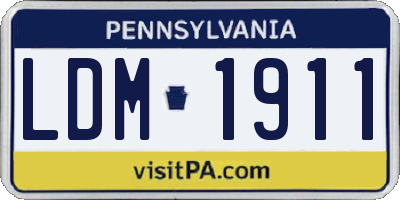 PA license plate LDM1911