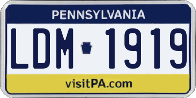 PA license plate LDM1919