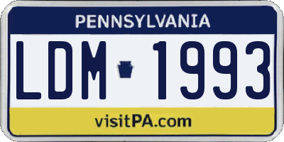 PA license plate LDM1993