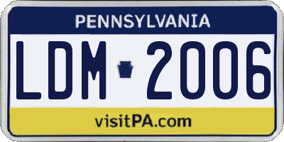 PA license plate LDM2006