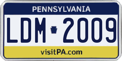 PA license plate LDM2009