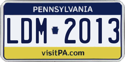 PA license plate LDM2013