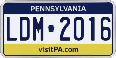 PA license plate LDM2016