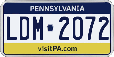 PA license plate LDM2072