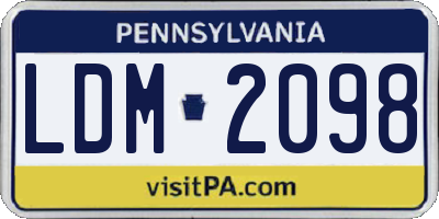 PA license plate LDM2098