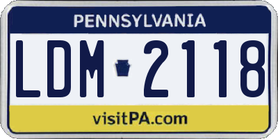 PA license plate LDM2118