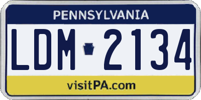 PA license plate LDM2134