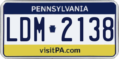PA license plate LDM2138