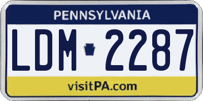PA license plate LDM2287