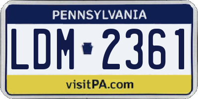 PA license plate LDM2361