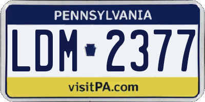 PA license plate LDM2377