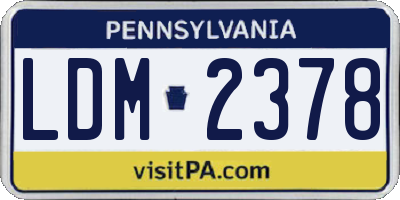 PA license plate LDM2378