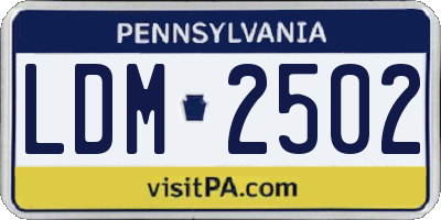 PA license plate LDM2502