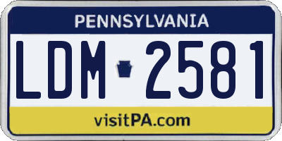 PA license plate LDM2581