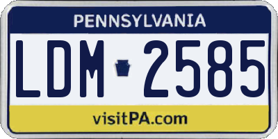 PA license plate LDM2585